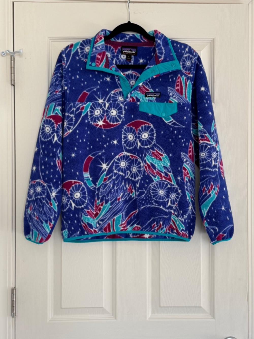 Paatgonia Synchilla Fleece Pullover Moon Owl Harvest Blue Moon Women's Small